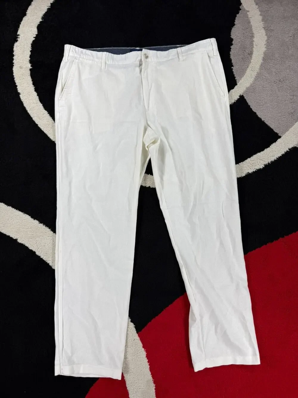 Nautica Pants Mens 42x32 Cream Linen Blend Casual Beach Cotton Trousers